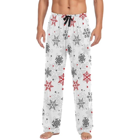 GZHJMY Chrismas Snowflake Pajama Pants for Men, Lounge Pants Lightweight Men Pajama Bottoms with Drawstring Pockets, Christmas New Year Birthday Gifts, Large