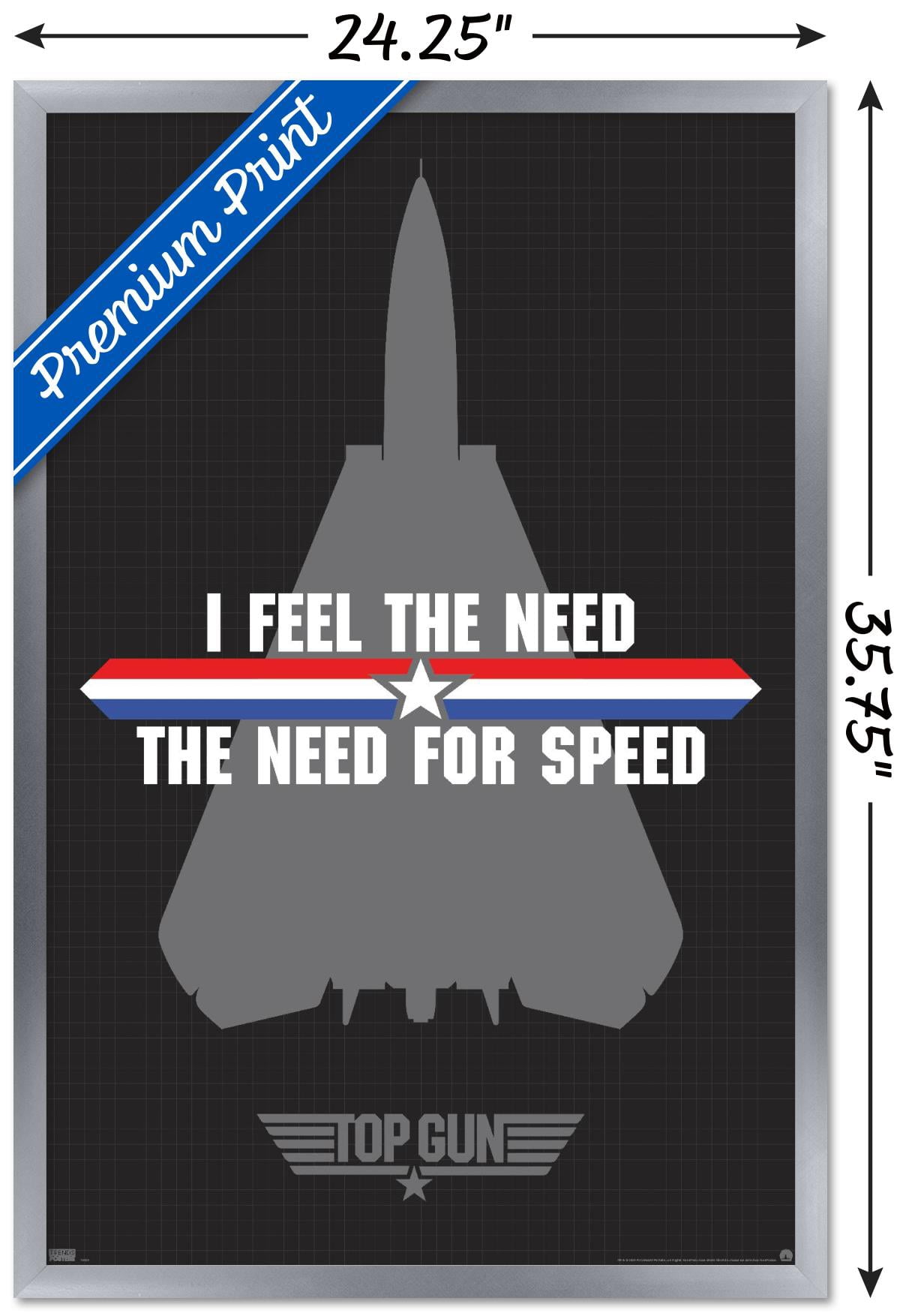 Top Gun - Need for Speed Wall Poster, 22.375" x 34", Framed