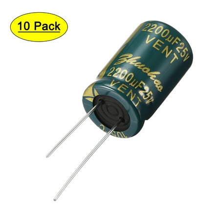Aluminum Radial Electrolytic Capacitor 2200uF 25V Life 13 x 21 mm 10pcs