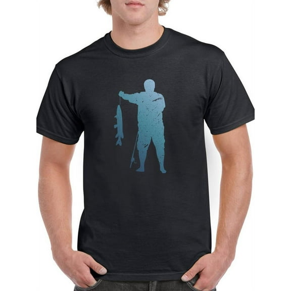 Fishing Shadow T-Shirt Men -Smartprints Designs, Male Large