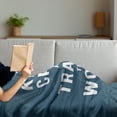 thumbnail image 3 of Keep Calm Soft Flannel Fleece Throw Blanket, Travel the World Words on a Faded Map of United Kingdom and a Plane Silhouette, Cozy Plush for Indoor and Outdoor Use, 70" x 90", Blue White, by Ambesonne, 3 of 5