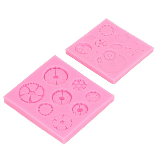 Cogs Fondant Mold, Gears Cake Silicone Mold Reusable Silicone Material 2Pcs For Rice Balls ANGGREK Steampunk Style Silicone Mold
