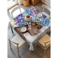 thumbnail image 6 of Black African Women Table Cloth, Waterproof Tablecloth for Square Tables, Spring Floral Butterfly Vintage Reusable Washable Fabric Table Cover for Restaurant Kitchen Dining Tables 54"x54", 6 of 9