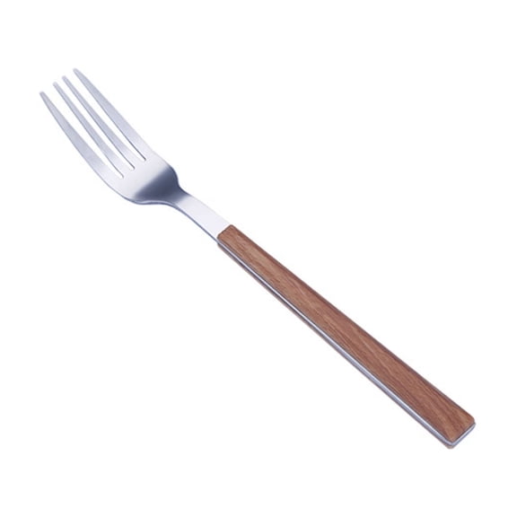 Wooden Handle Stainless Steel Flatware Set, Metal Forks for Home Kitchen Restaurant Hotel, Polish Forks Silverware With Brown Handle