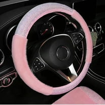 Steering Wheel Cover Women Pink Bling Diamond Steering Wheel Cover Cute Wheel Covers with Crystal Rhinestones