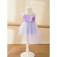 thumbnail image 3 of Fldy Kids Girls Shiny Sequins Ballet Tutu Dress Latin Modern Dance Performance Dress Hight-Low Dress Purple 3-4, 3 of 7