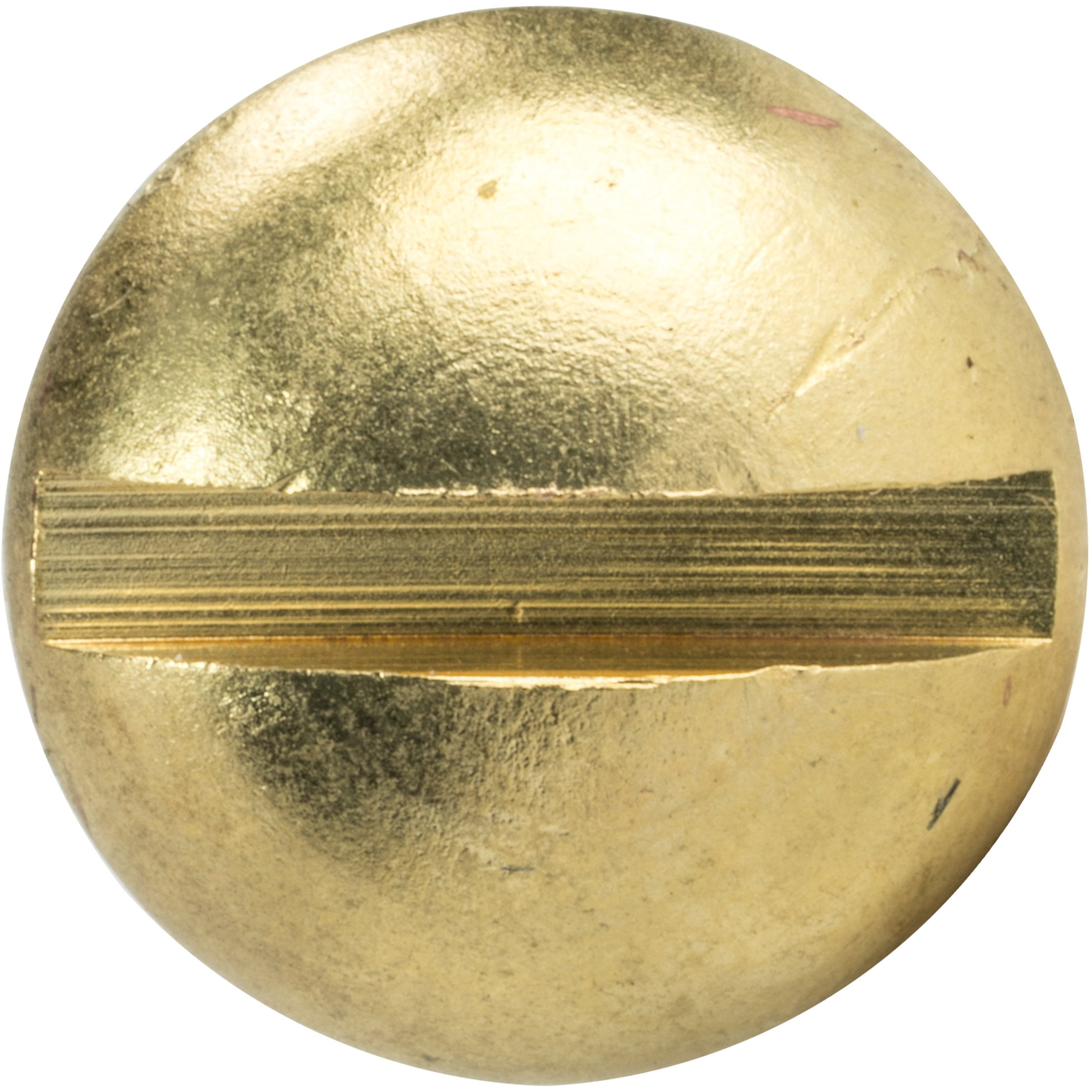 #14 x 1-1/4" Round Head Wood Screws, Solid Brass, Slotted Drive, Partially Threaded, Quantity 25