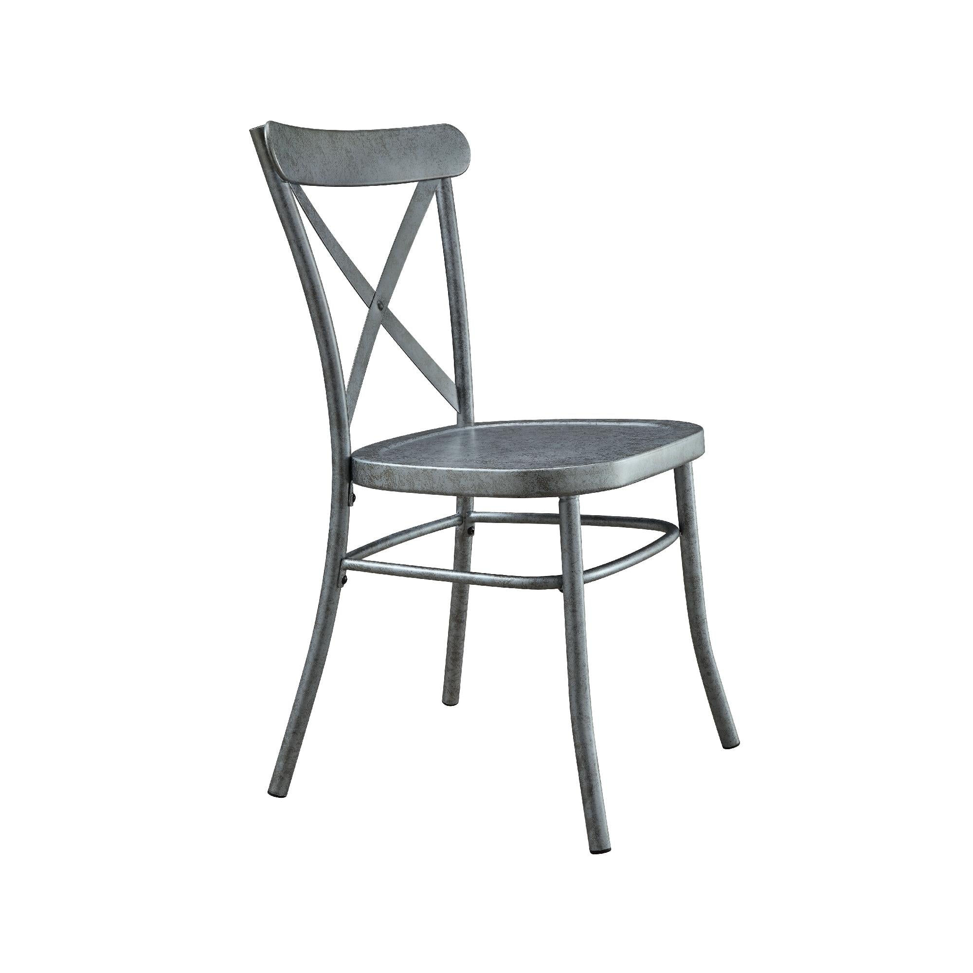 Better Homes and Gardens Collin Distressed Dining Chair, Set of 2, Silver Finish