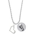 thumbnail image 1 of Delight Jewelry Silvertone Slanted Open Heart Silvertone Script Initial Disc - G - Charm Necklace, 20"+3", 1 of 4