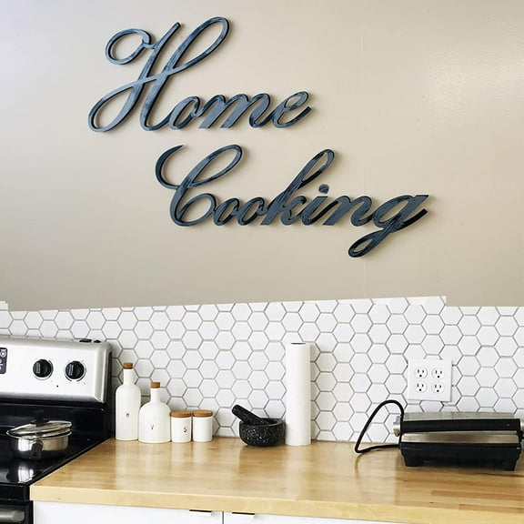 Letter2Word Home Cooking Original Word Wall Decal Display, Gunmetal, Inpiriational Quote Wall Decor 3D Plastic