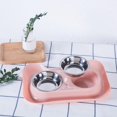 thumbnail image 3 of Dog Bowls Double Stainless Steel and Food Bowls with Non-Slip Station, Pet Feeder Bowls for Puppy Medium - Pink, 3 of 8