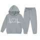 thumbnail image 3 of Conjunto de sudadera con capucha de manga larga para niños con estampado en forma de corazón y pantalones deportivos con lazo en las piernas, conjunto deportivo informal de dos piezas para niños, poli, 3 of 5