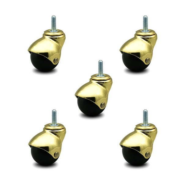 Service Caster Bright Brass Hooded 2 Inch Swivel Ball Casters with 5/16