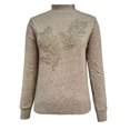 thumbnail image 4 of GBSYEWXS Sweaters For Women Comfortable Casual Pullover Long Sleeve High Neck Solid Color Khaki Sweater, 4 of 5