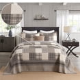 thumbnail image 3 of DDUOXIN Oversized California King Bedspread, 120 X 120 Cal King Comforter, 100% Cotton Patchwork Plaid Quilt, Lightweight Reversible Striped Coverlet Bedding Set, 3 - Piece for All Season, 3 of 13