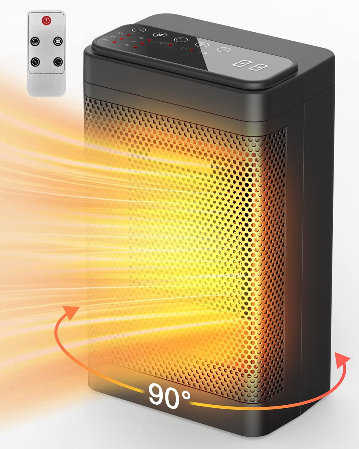Portable Space Heater, 1500W PTC Electric Room Heater with Thermostat