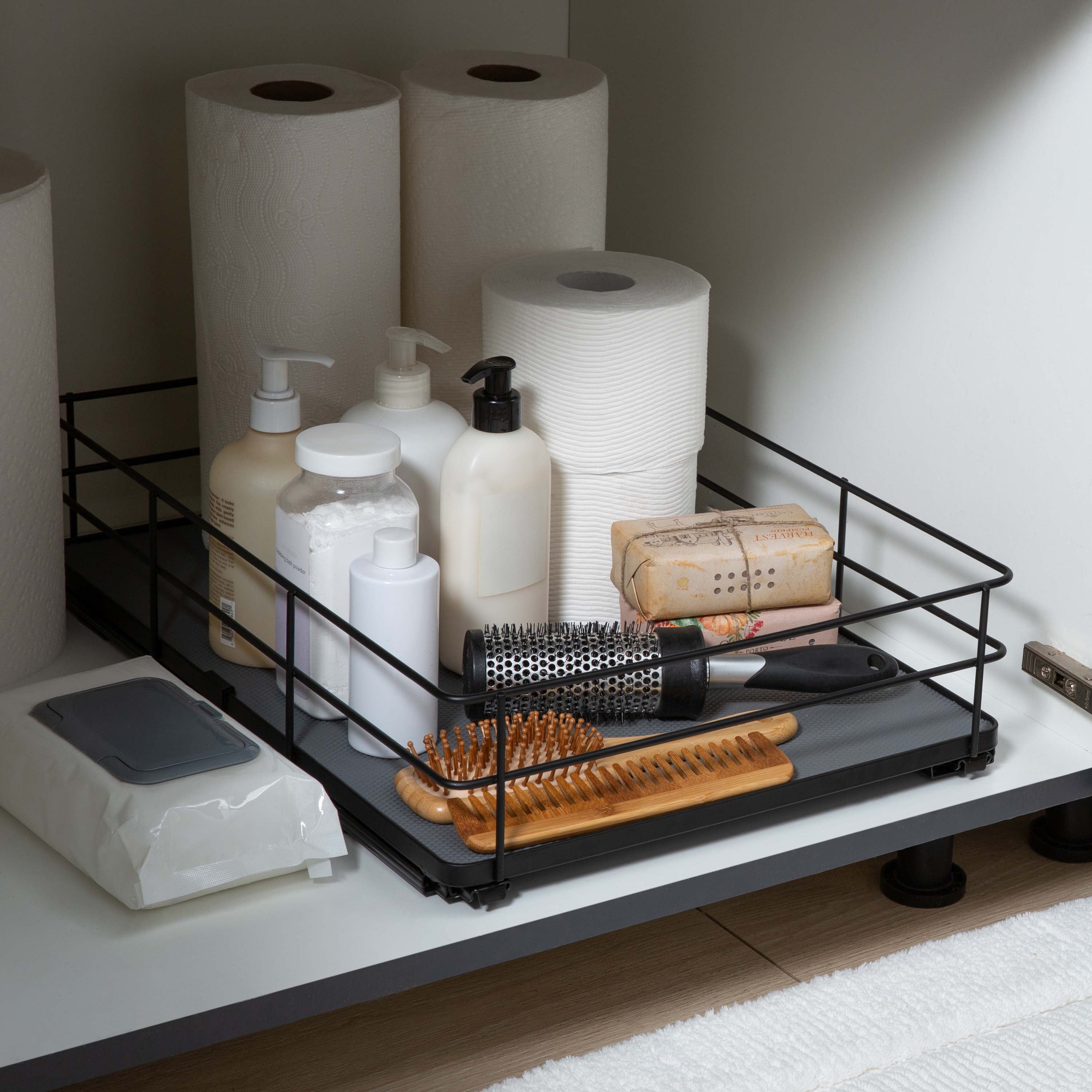 Organize It All Large Slide Out Shelf Organizer in Matte Black