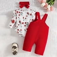thumbnail image 4 of NOLDARES Baby Girl Clothes Long Sleeve Romper Pants Set 3Pcs Fall Winter Infant 3Pcs Fall Outfits(Red,6-9 M), 4 of 9