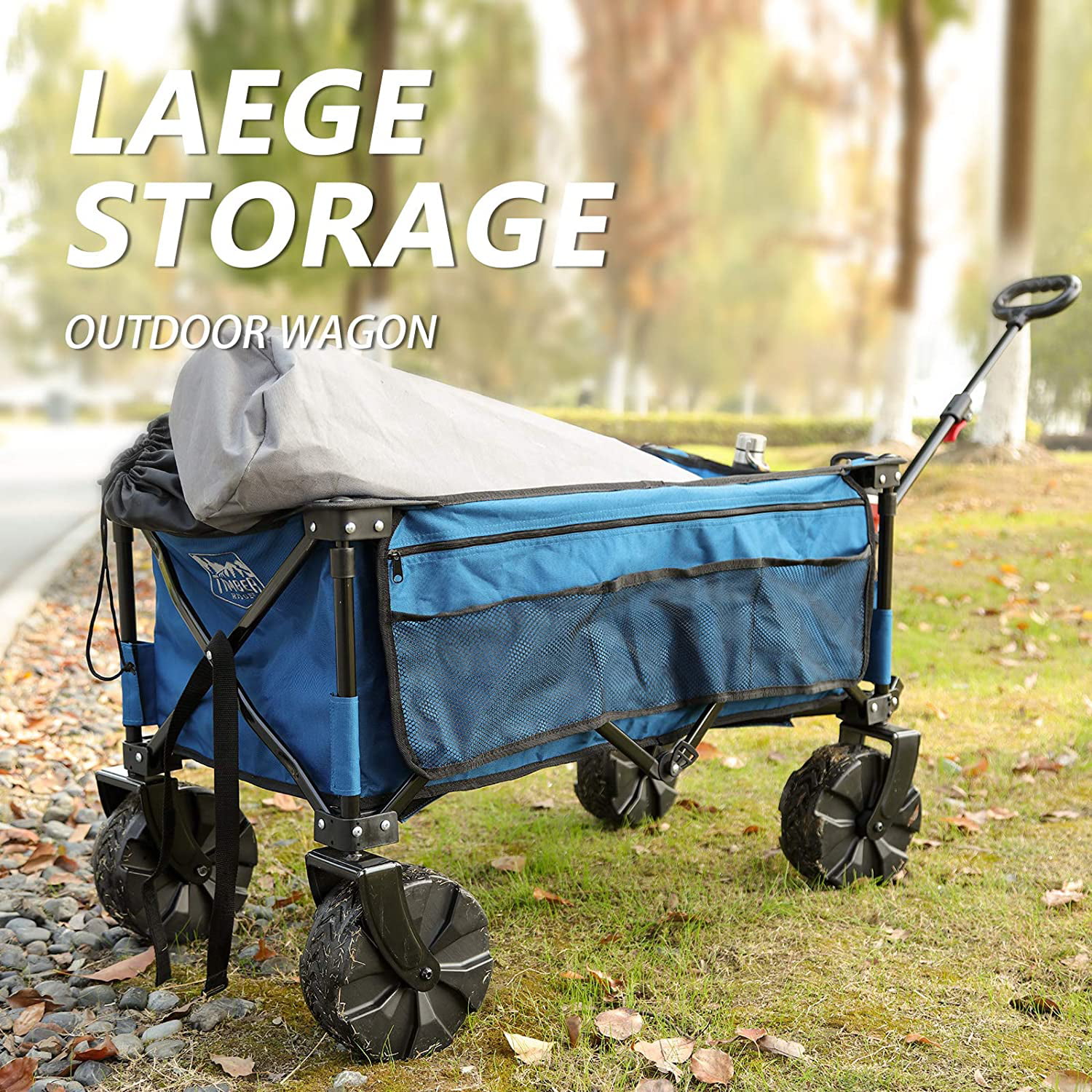 Timber Ridge Folding Camping Wagon Cart Collapsible Sturdy Steel Frame Garden Beach Large Size Heavy Duty 