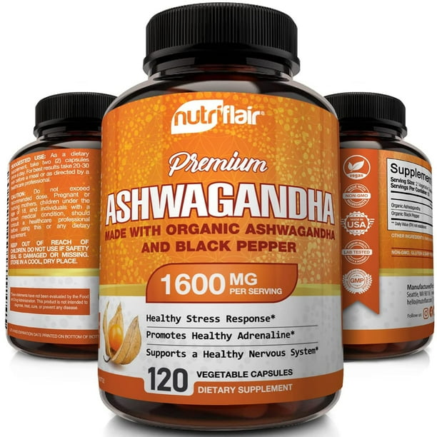 NutriFlair Ashwagandha Capsules for Natural Anxiety and Stress Relief