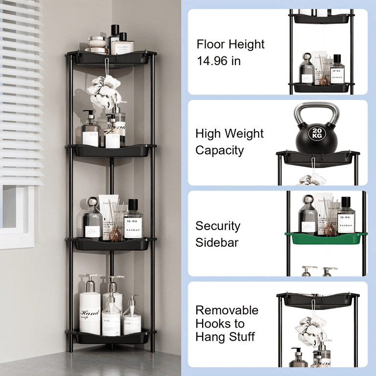 TINANA 4-Tier Corner Shower Caddy, Black photo 5