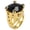 Gold Black, variant on Women's Large Statement Gemstone Rings Unique Stainless Steel Large Faceted Oval Stone Band Vintage Gothic Cocktail Jewelry Gold Black Size 7
