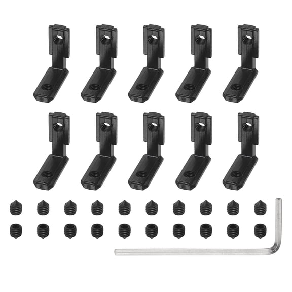 Uxcell 10Pack Black 2020 Aluminum Extrusion L-Shape Interior Connectors, Inside Corner Bracket Joint Angle Hardware Connector with Screws Wrench for 20 Series Aluminum Extrusion Profile