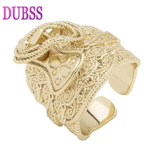 Hip Hop 14K Gold Plated Iced Out Cross Ring - 21.5mm CZ Bling Ring Size 8, Micropave Cubic Zirconia