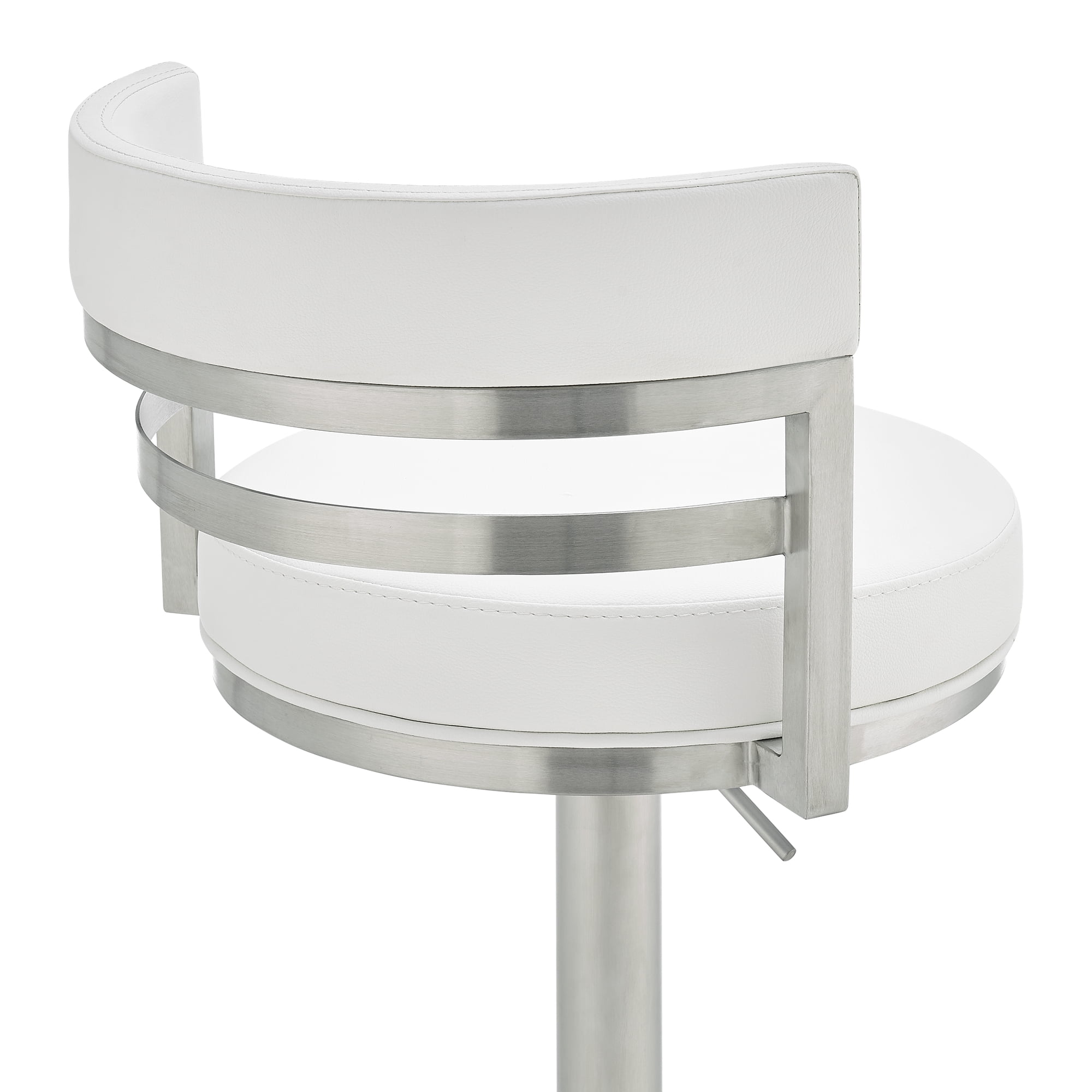 Judi Modern Industrial Swivel Metal Adjustable Height Barstool With Faux Leather Seat