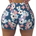 thumbnail image 2 of Haiem Flowers No Front Seam Biker Shorts for Women Yoga Workout Gym Bike Shorts with Tummy Control Moisture-Wicking-Medium, 2 of 9
