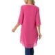 thumbnail image 3 of INSPIRAR CHIC Blusa de Chifón Asimétrica de Cuello Redondo con Mangas de Volante de 3/4 y Corte Alto-Bajo Color Rosa Fucsia Talla M, 3 of 6