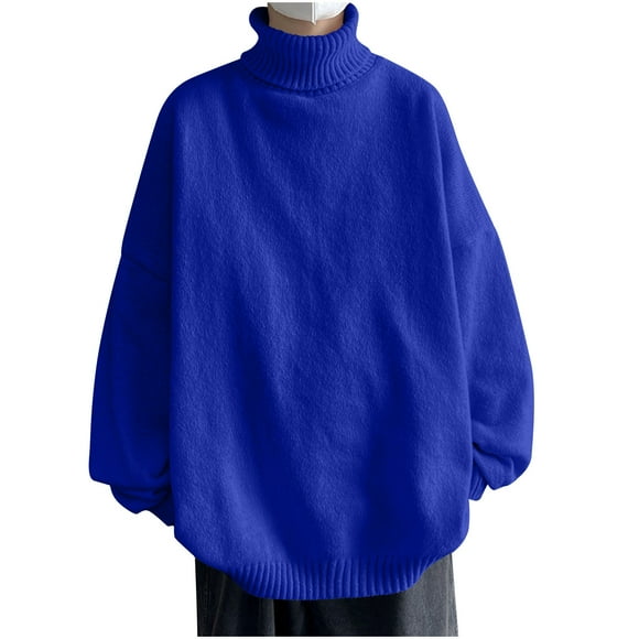 cfhntfmh Men's Turtneck Pullover Sweaters Long Sleeve Solid Color Thermal Knitted Tops Fall Winter Loose Warm Oversized Sweaters