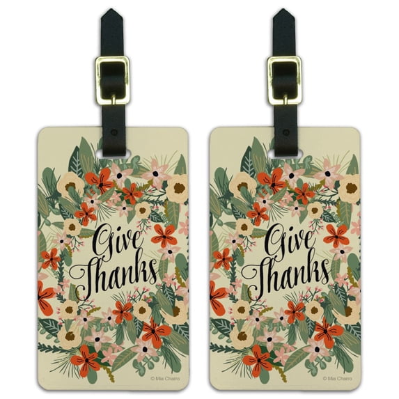 Give Thanks Thankfulness Thank You Luggage ID Tags Suitcase Carry-On Cards - Set of 2