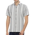 thumbnail image 1 of Mildin Men'S Cotton Blend Striped Printed Shirt With Spread Collared Neck Half Sleeve Button Closure Regular Fit Straight Standard Length | Shirts For Men Stylish | White Navy Zara Lining Half-2Xl, 1 of 3