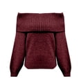 thumbnail image 4 of Kilaqueen Sweaters for Women Off Shoulder Long Sleeve Ribbed Knit Tops Solid Color Casual Loose Fit Trendy Sweater, 4 of 5