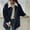 Navy, variant on Jacket for Women Oversized Barn Jacket Button Down Canvas Jacket Corduroy Lapel Collar Fall Winter Coat for Women