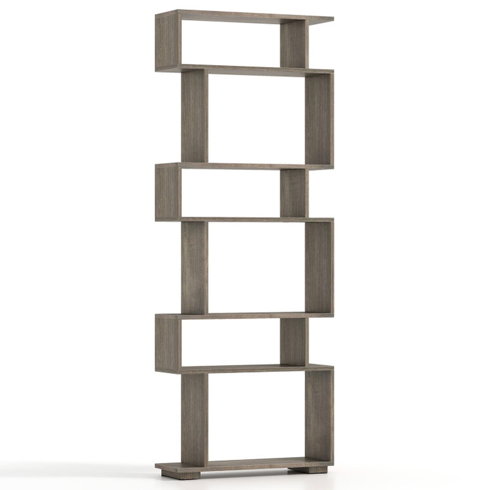 Furnibear 6-Tier Geometric Bookshelf with 2 Anti-Tipping Kits for Home Office for Living Room Home Office Bedroom Display Storage Shelf, Oak