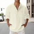 thumbnail image 2 of Mens Spring Summer Loose Stand Solid Color Pocket Long Sleeve Pullover Shirt, 2 of 5