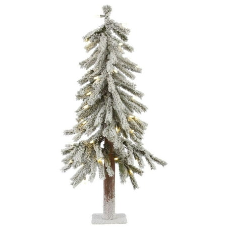 Vickerman Pre-Lit 2' Flocked Alpine Artificial Christmas Tree, LED, Warm White