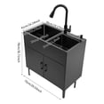 thumbnail image 3 of Laundry Sink with Cabinet & Pull-Out Faucet, Kitchen Sink Cabinet with Draining Basket, Stainless Steel Double Bowl Utility Sinks, Wash Station Tub for Kitchen, Laundry Room (Black), 3 of 7