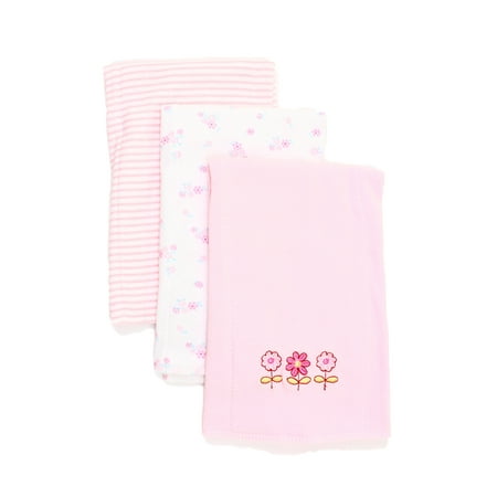 Spasilk 3 Pack 100% Cotton Burp Cloths, Pink (Best Fabric For Burp Cloths)