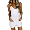 thumbnail image 4 of BUIGTTKLOP Short Jumpsuit for Women Spaghetti Strap Adjustable Waist Drawstring Cami Romper Summer Casual Overalls, 4 of 6