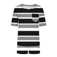 thumbnail image 6 of Abomasnow Lounge Sets for Women Casual Short Sleeve Crew Neck T-Shirts and Elastic Waist Shorts 2 Piece Stripe Print Pajama Outfits, 6 of 6
