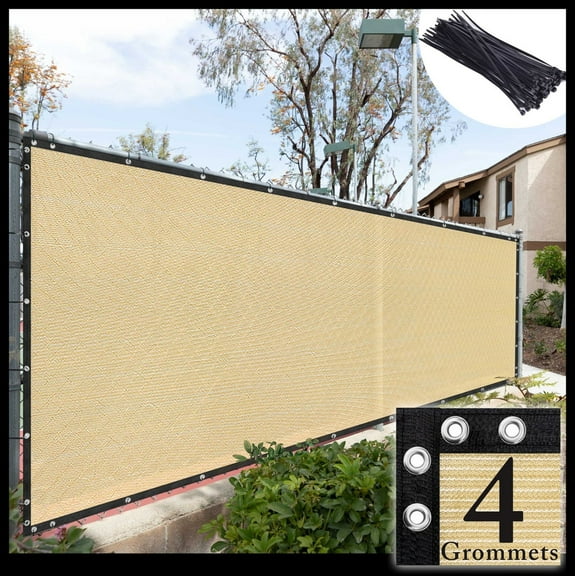 ShadeMart Beige 4' x 50' Plus Extra Heavy Duty Fence Screen Privacy Screen - Commercial Grade 220 GSM - Heavy Duty - 3 Years Warranty