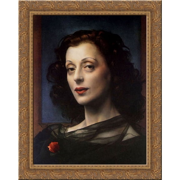 Mrs. Woolfson 20x24 Gold Ornate Wood Framed Canvas Art by Fragonard, Jean Honore