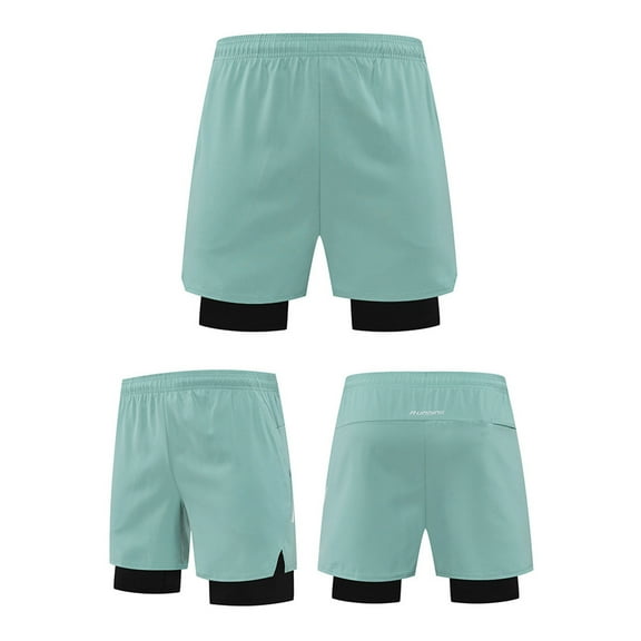 Mens Shorts Casual Qiggri Men's Casual Solid Color Drying Loose Waist Sports Double-layer Beach Pants Shorts Men's Athletic Shorts