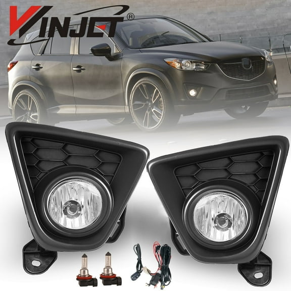 FOR 2013-2016 MAZDA CX-5 FOG LIGHTS FRONT LAMPS CLEAR LENS W/WIRING KIT SWITCH