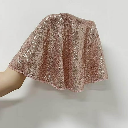 

Wanfds Small Tablecloth Square 23-Inch Baby Blue Sequin Tablecloth Glitter Table Cover Overlay Square Light Blue Wedding Table Cloths Sequin Fabric Tablecloth for Round Table Birthday Baby(Rose Gold）