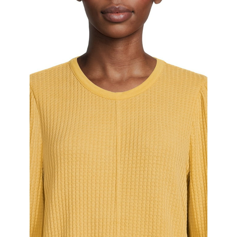Time and Tru Women's Waffle Pullover Top 