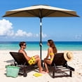 thumbnail image 4 of Senfot 9FT Half Patio Umbrella, Outdoor Smooth Crank Lift Shade Canopy, UV Resistant for Patio Backyard Garden Deck Balcony, Tan, 4 of 4